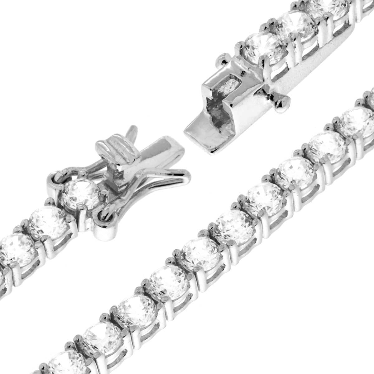 Bracciale Tennis 17cm con Zirconi 3mm- Argento 925