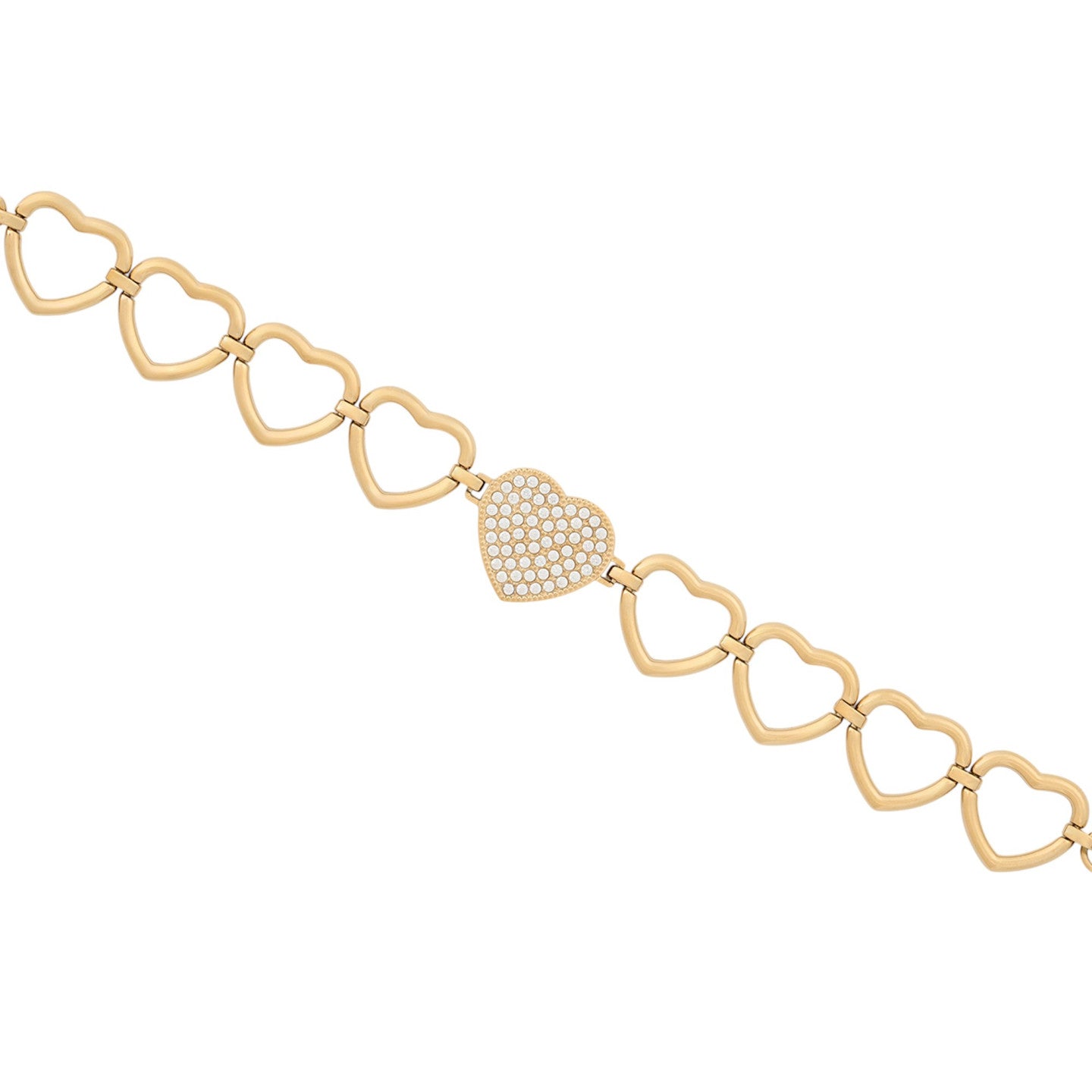 Bracciale Glamour in acciaio a forma di cuore