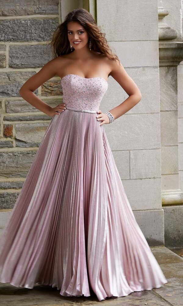 Chiffon Corset Prom Dress with Detachable Sleeves