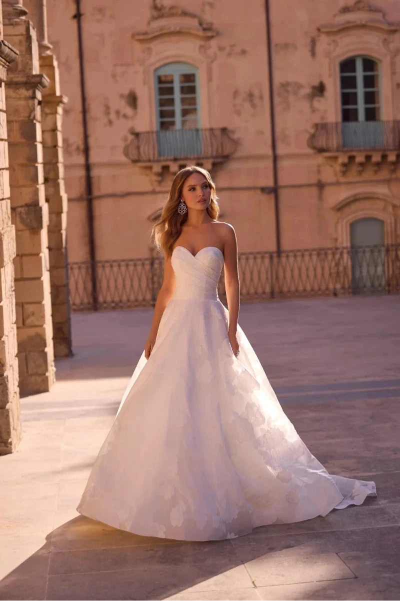 A Princess Organza Wedding Dress with Detachable Sleeves