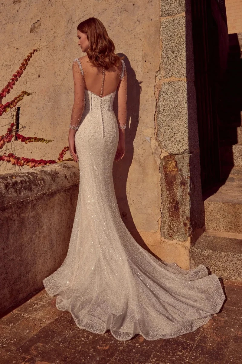 Mermaid Tulle and Jersey Wedding Dress with Jewel Bodice