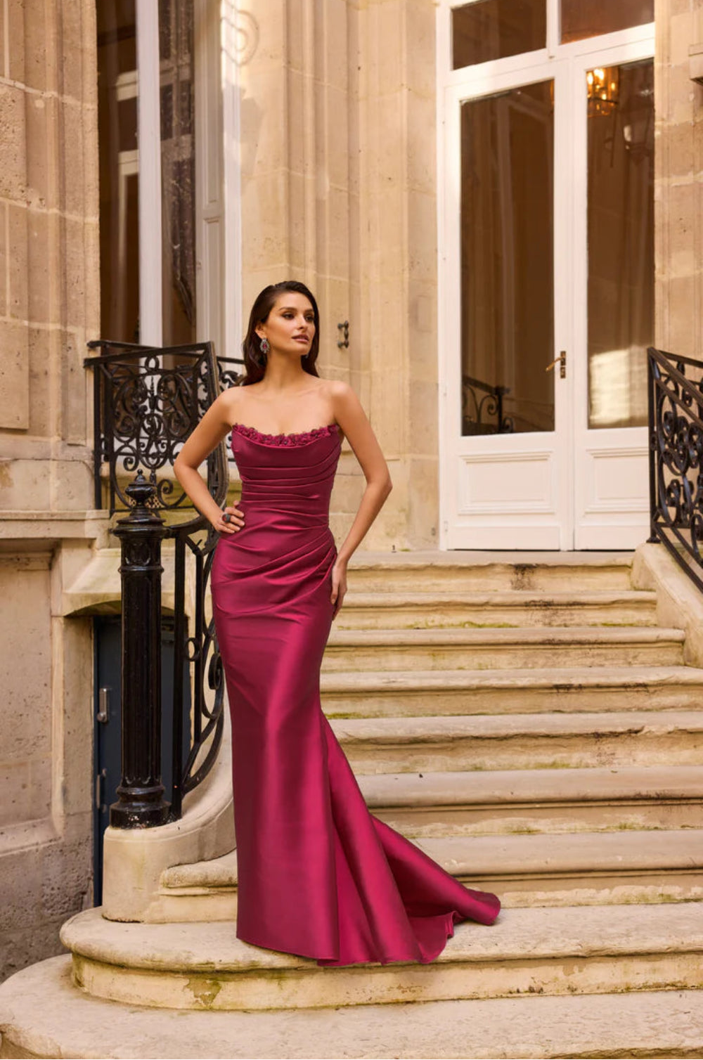 Chiffon Corset Prom Dress with Detachable Sleeves