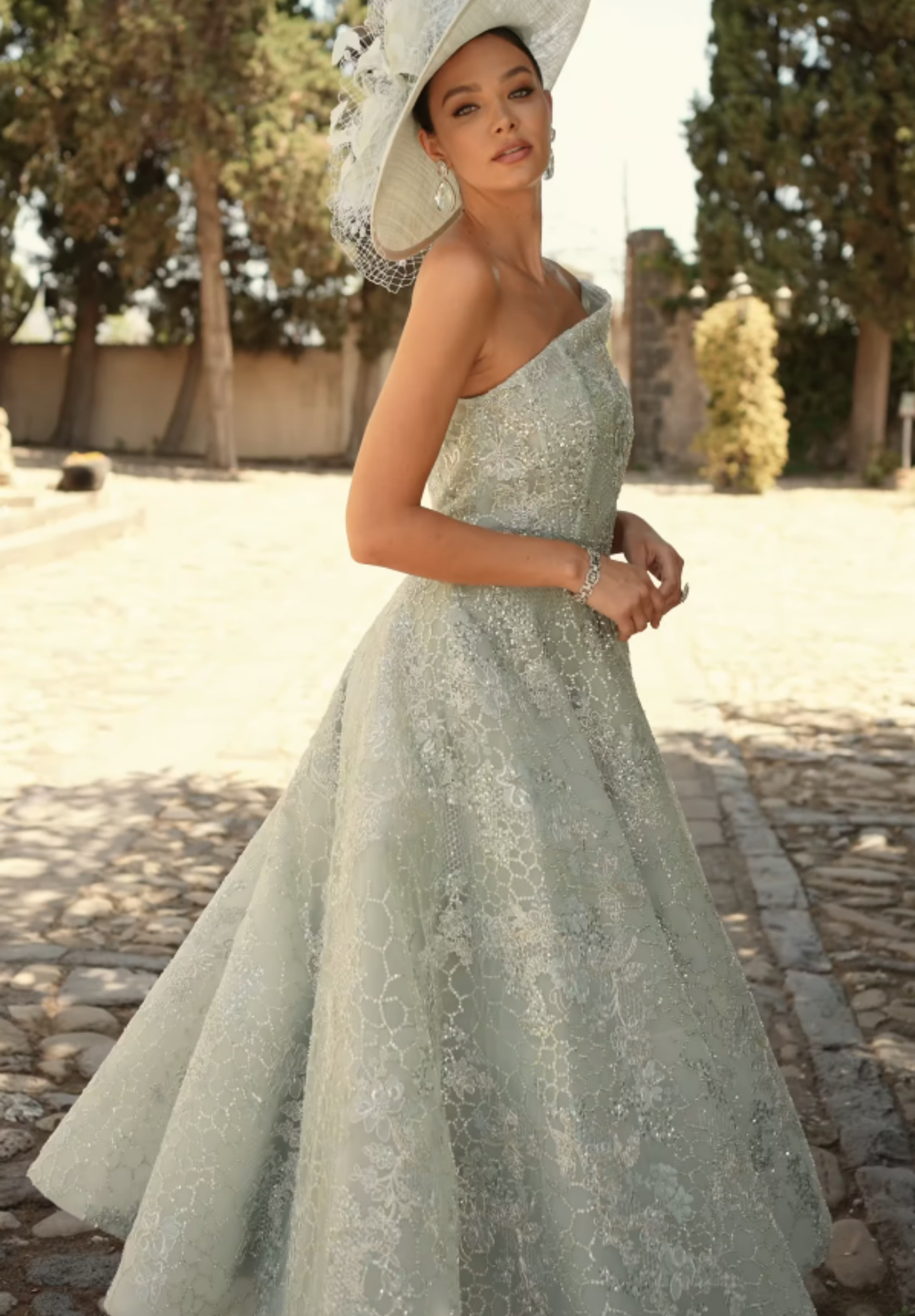 Chiffon Corset Prom Dress with Detachable Sleeves