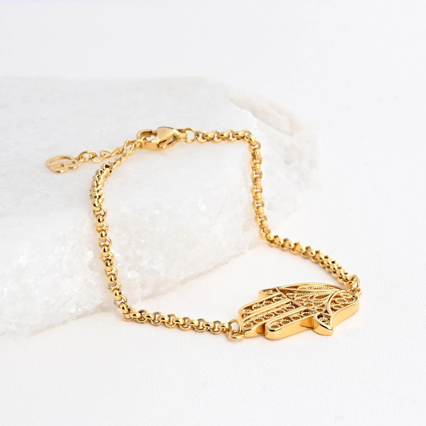 Bracciale con mano di fatima - Placcato in oro