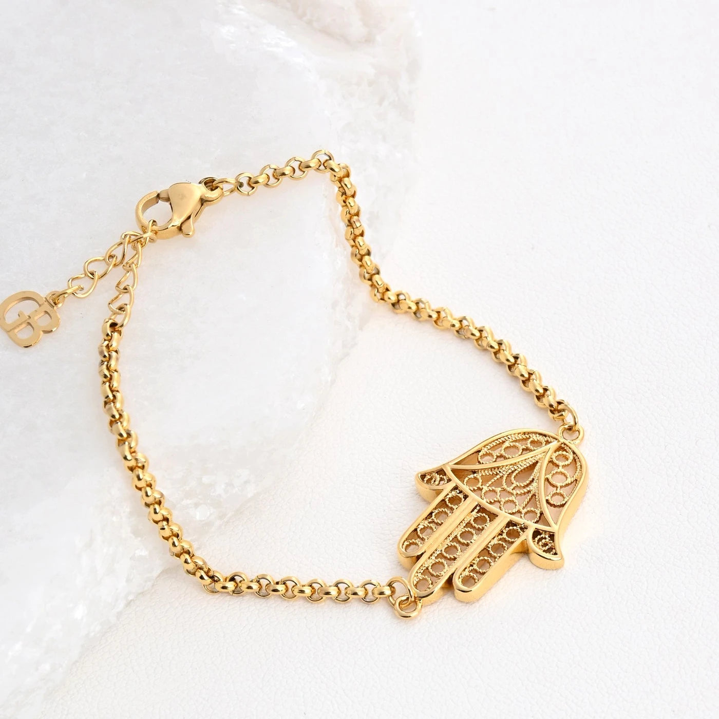 Bracciale con mano di fatima - Placcato in oro