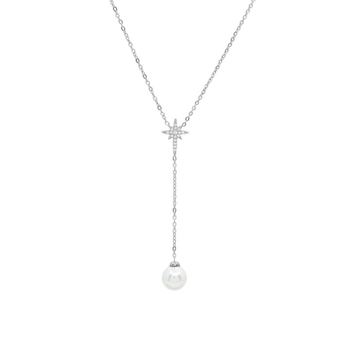 Collana di Perle con zirconi - Acciaio Inossidabile