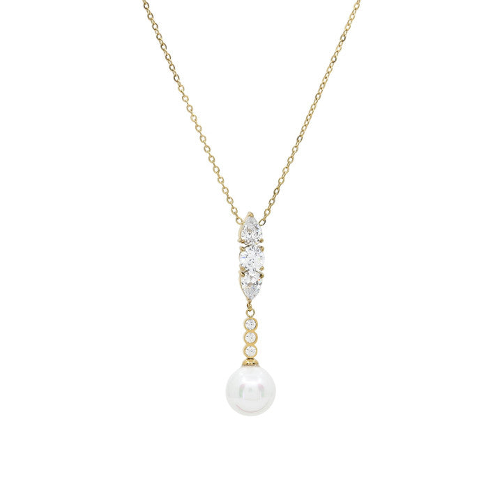 Collana di Perle con zirconi - Acciaio Inossidabile