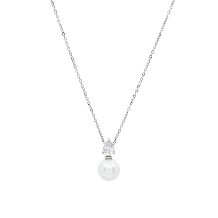 Collana Perle e zirconi - Acciaio Inossidabile