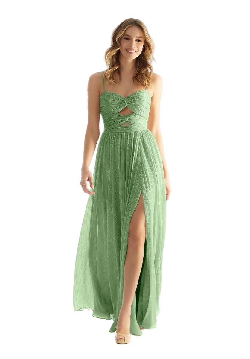 Pleated Prom Dress with Sparkling Twisted Knot