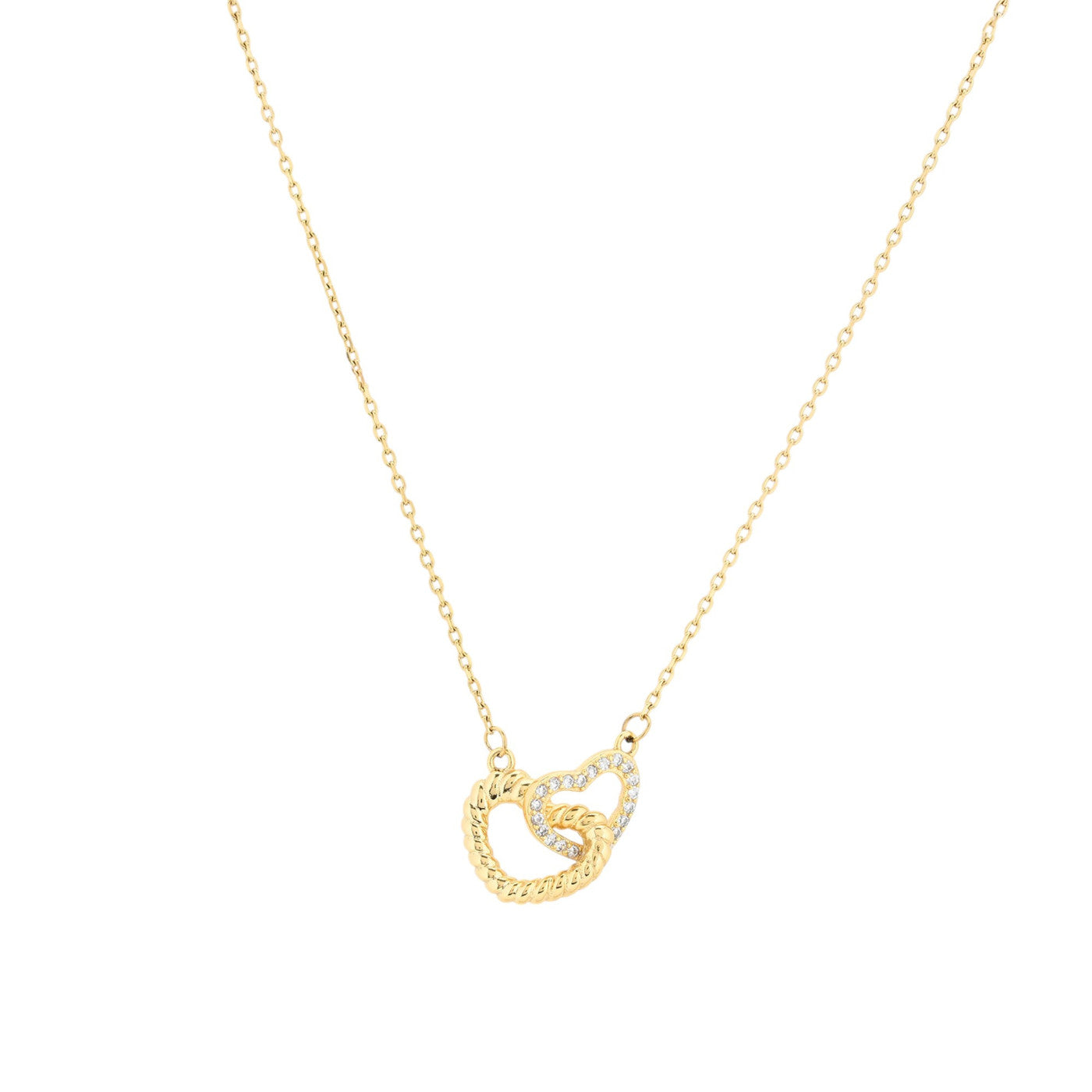 Collana due cuori semi preziose - Placcato in oro