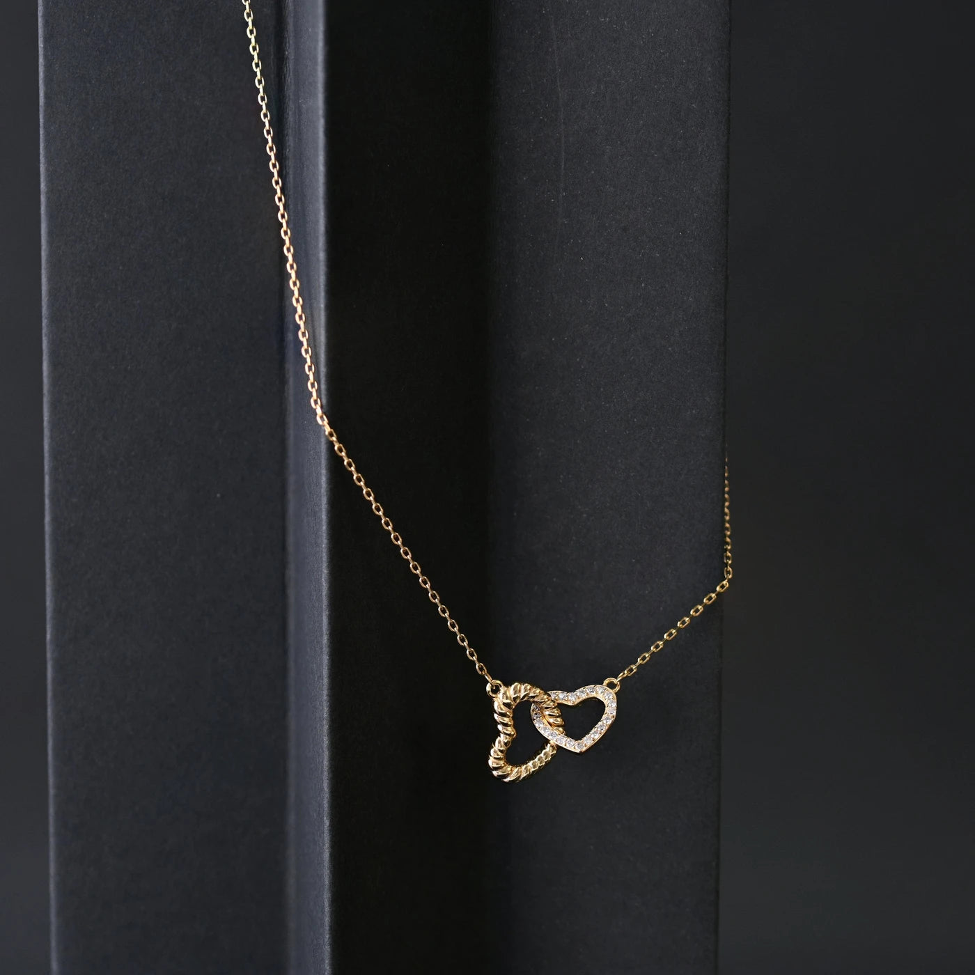 Collana due cuori semi preziose - Placcato in oro