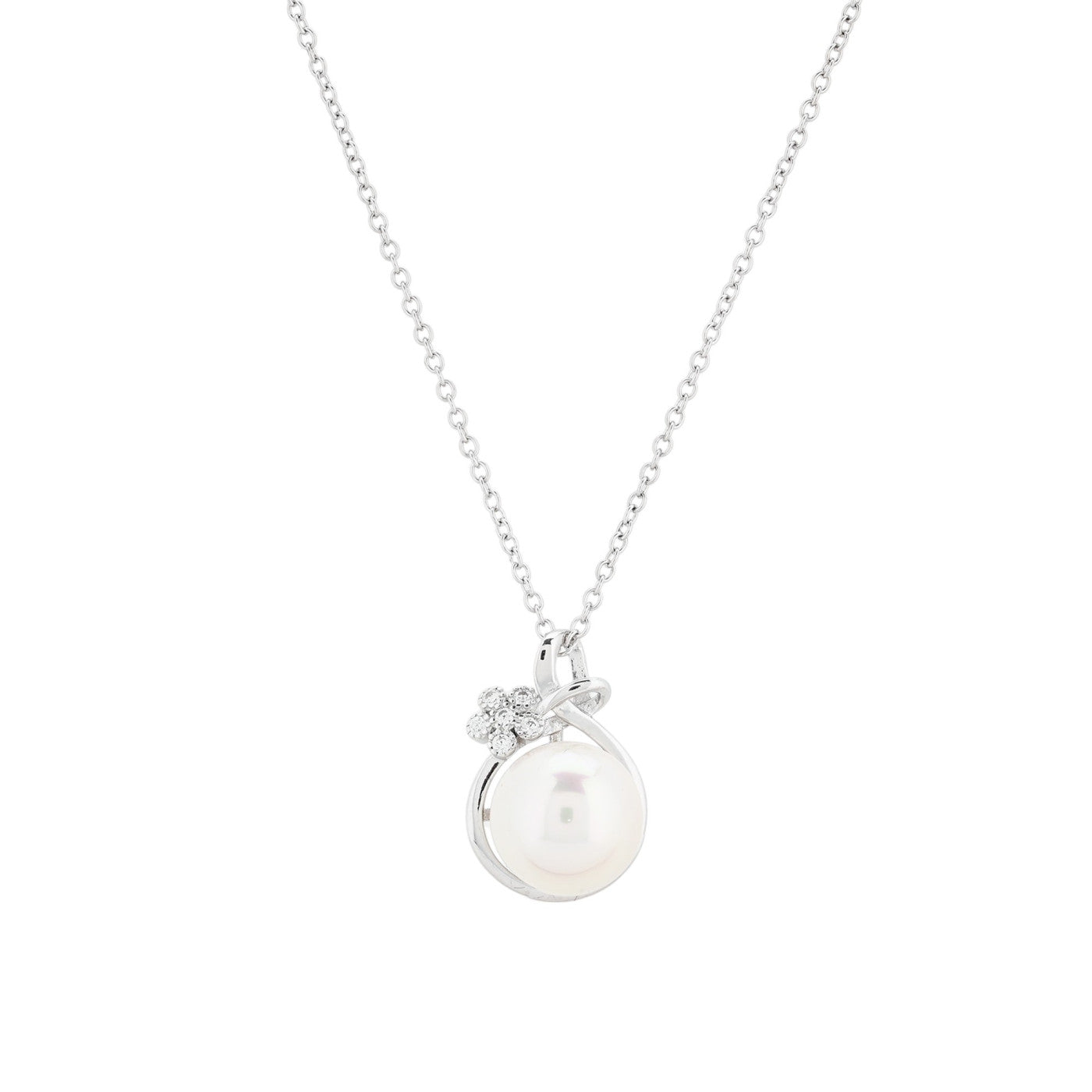 Collana Luxury perla e fiore con zirconi - s925
