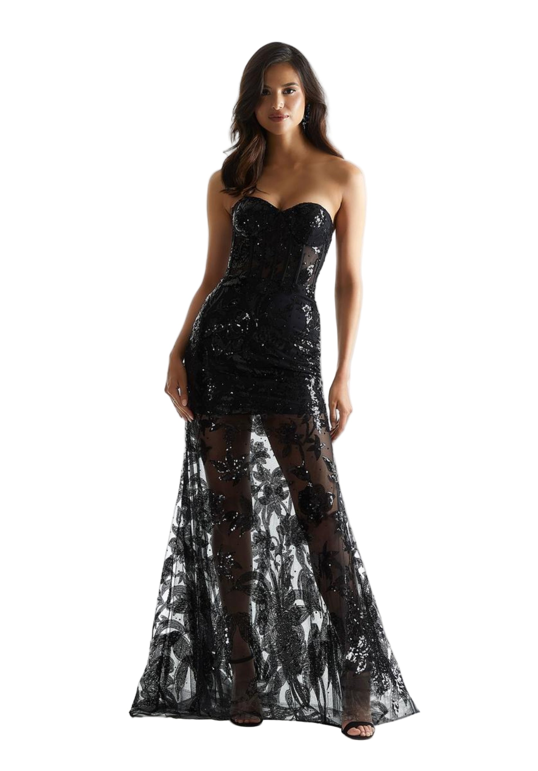 Chiffon Corset Prom Dress with Detachable Sleeves