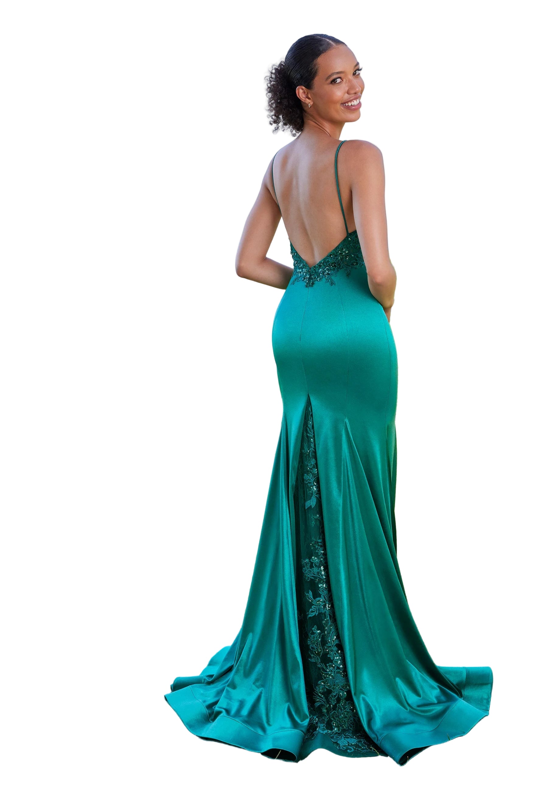 Sequin Floral Lace Sheath Prom Dress