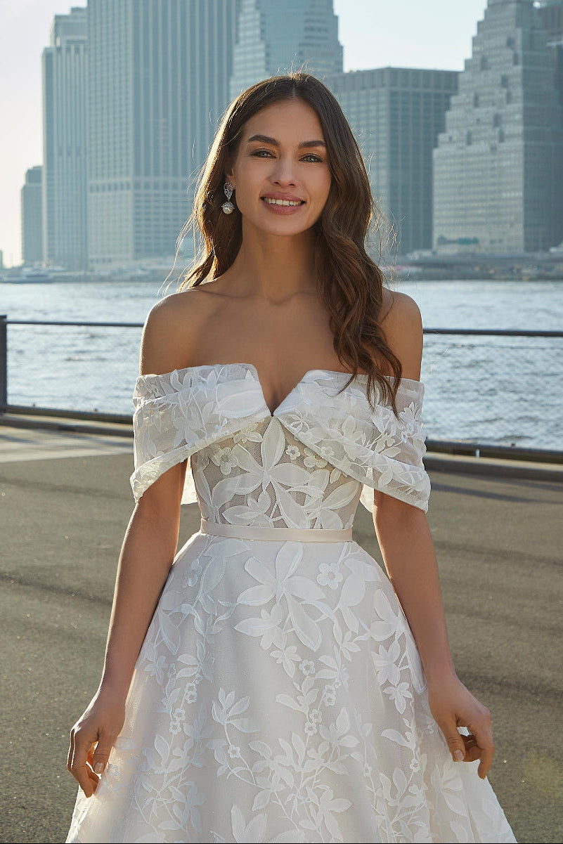 Shiloh Wedding Dress: Floral Embroidery and Sparkling Tulle