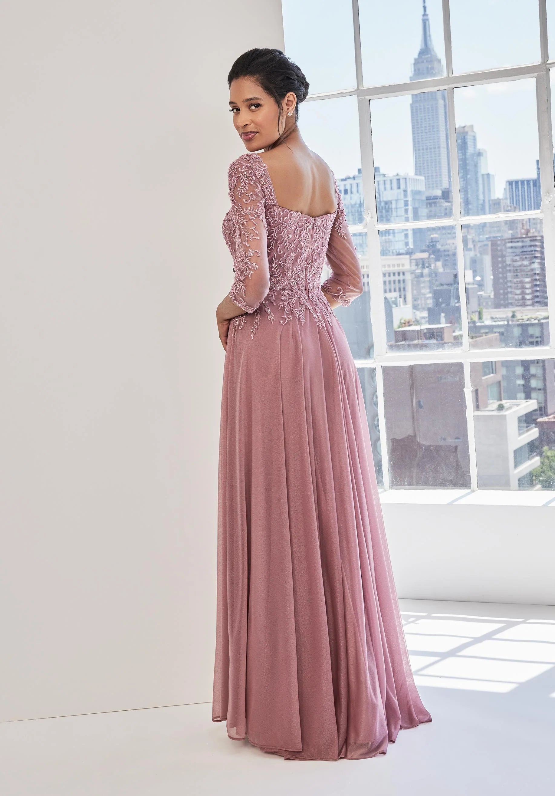 Chiffon Corset Prom Dress with Detachable Sleeves