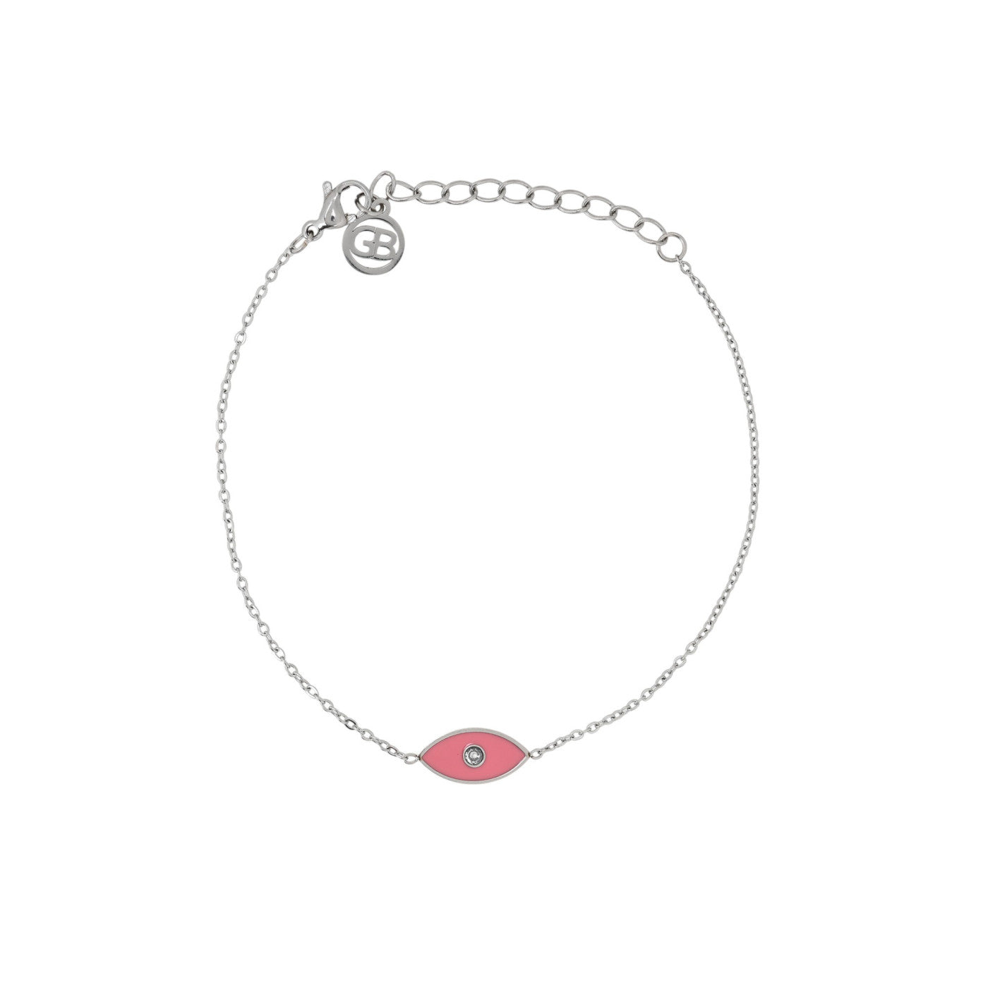 Bracciale in acciaio occhio rosa