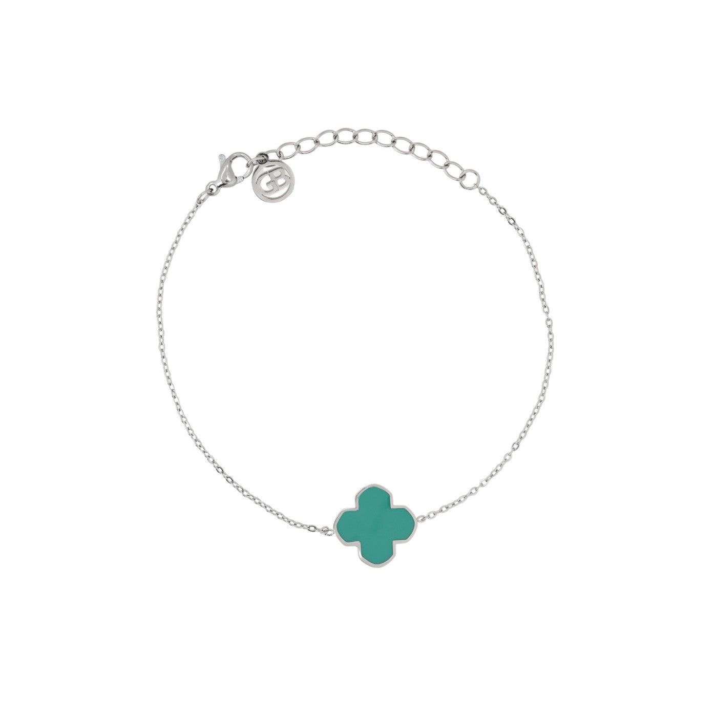 Bracciale in acciaio trifoglio verde