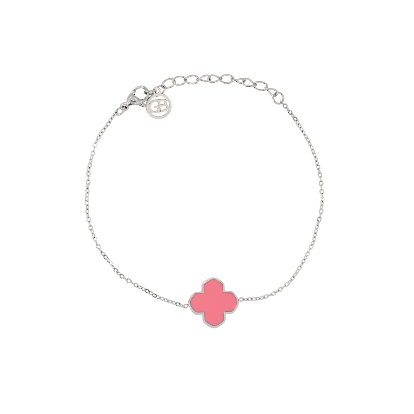 Bracciale in acciaio trifoglio rosa