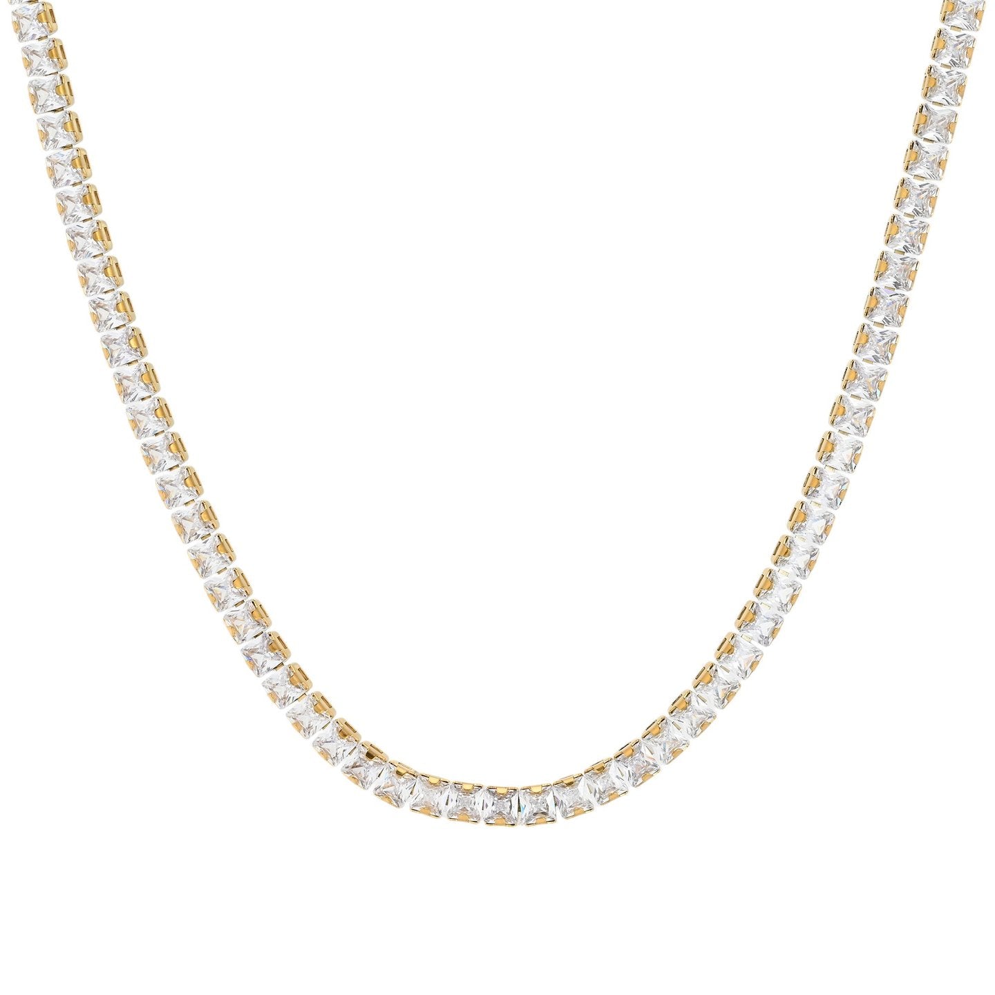 Collana in acciaio rivière quadrate