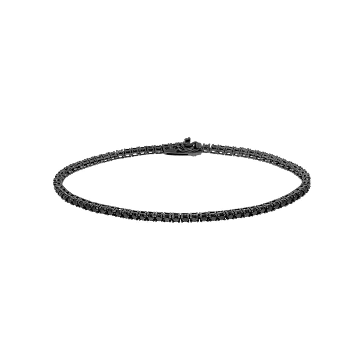Bracciale Tennis 18cm con Zirconi Neri 2mm- Argento 925