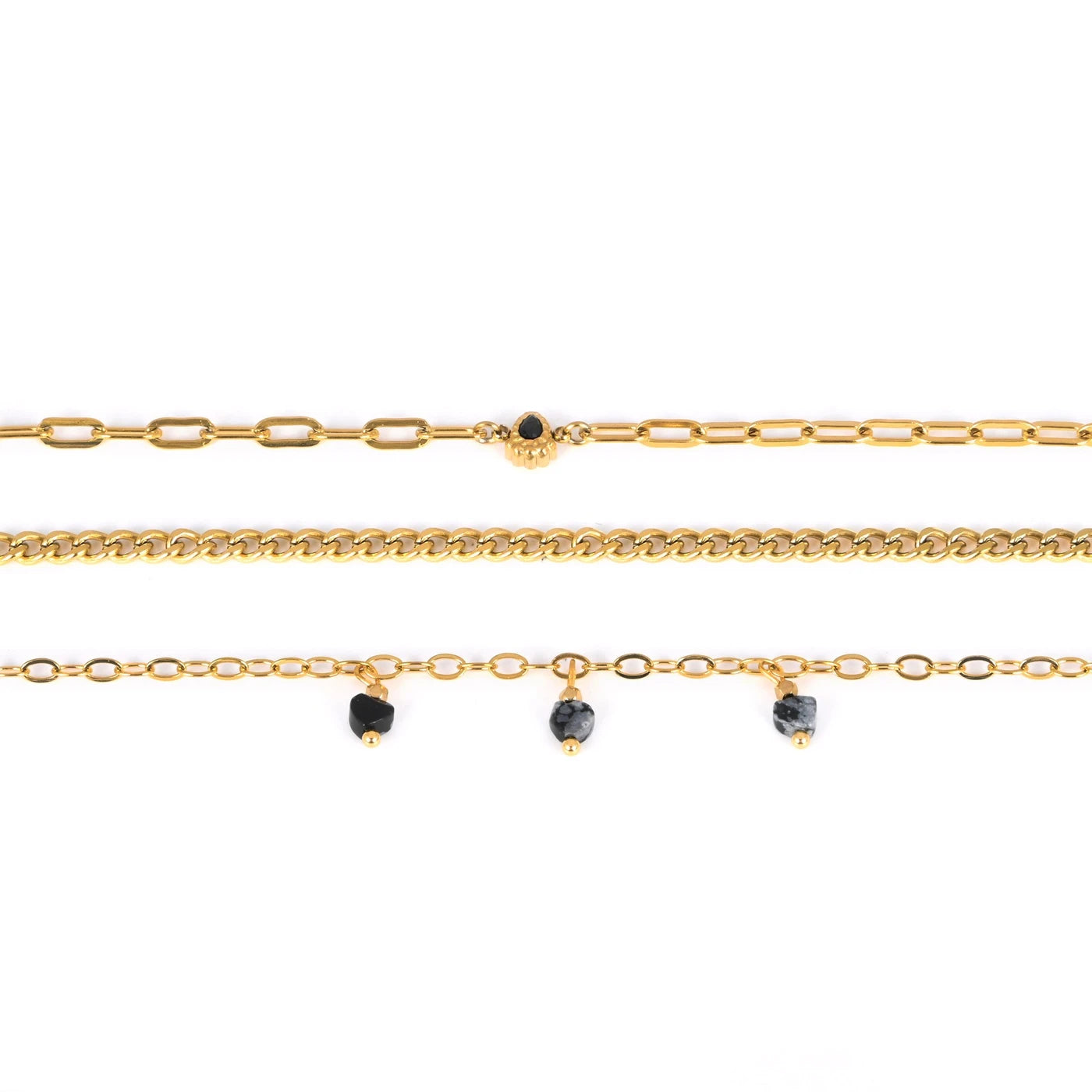 Set bracciali acciaio ovale nero