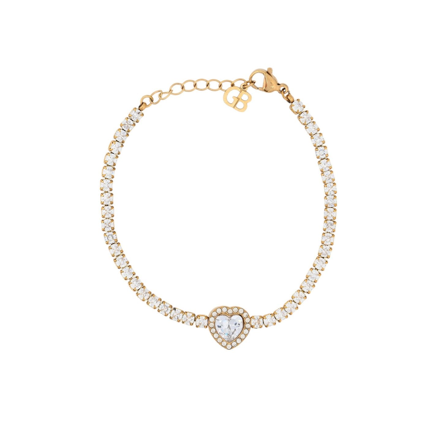 Bracciale in acciaio rivière cuore