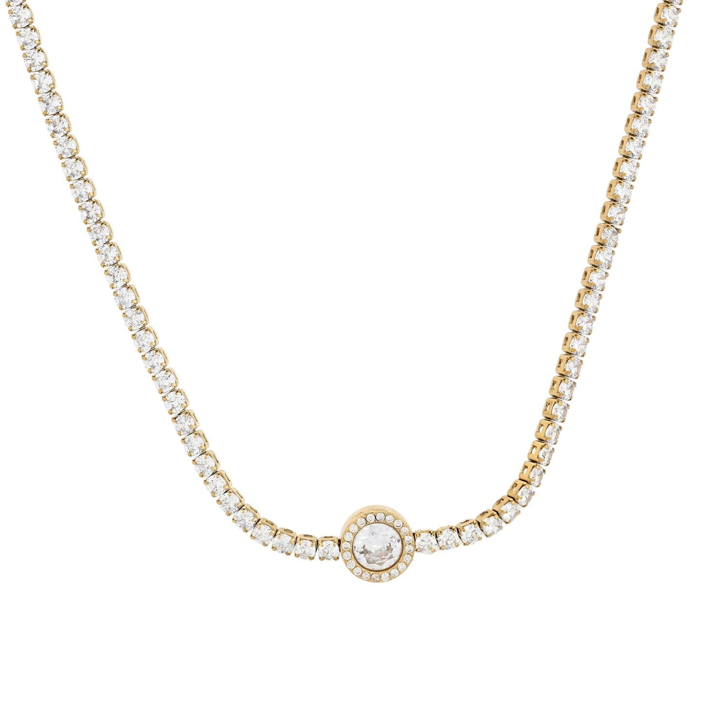 Collana rivière in acciaio con pietra