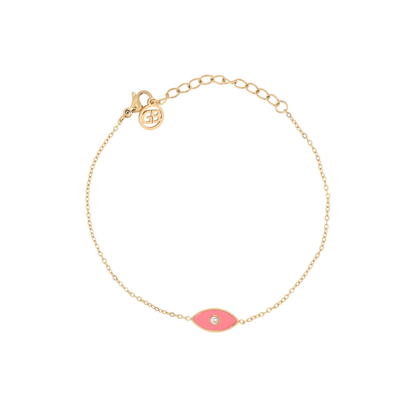 Bracciale in acciaio occhio rosa