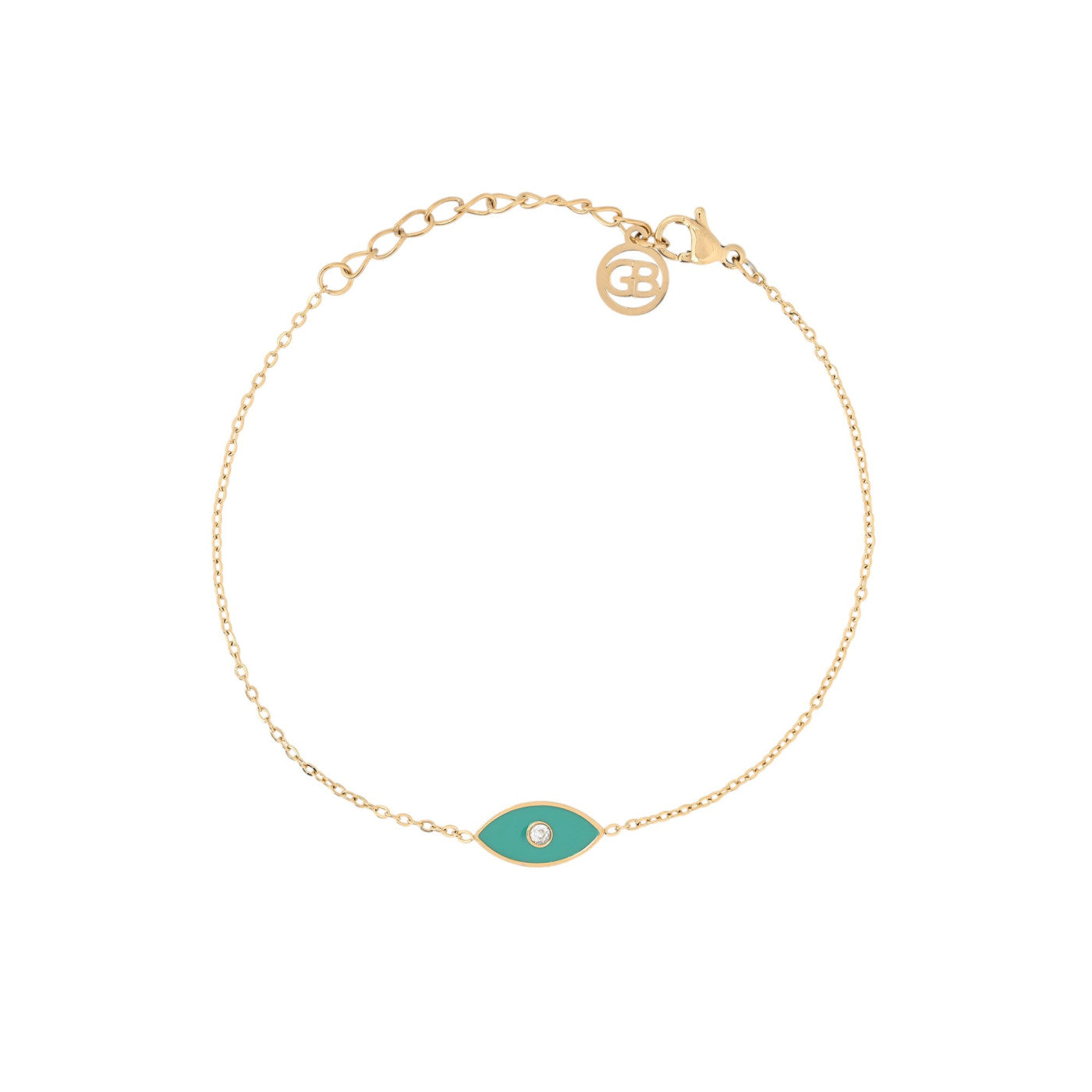 Bracciale in acciaio occhio verde