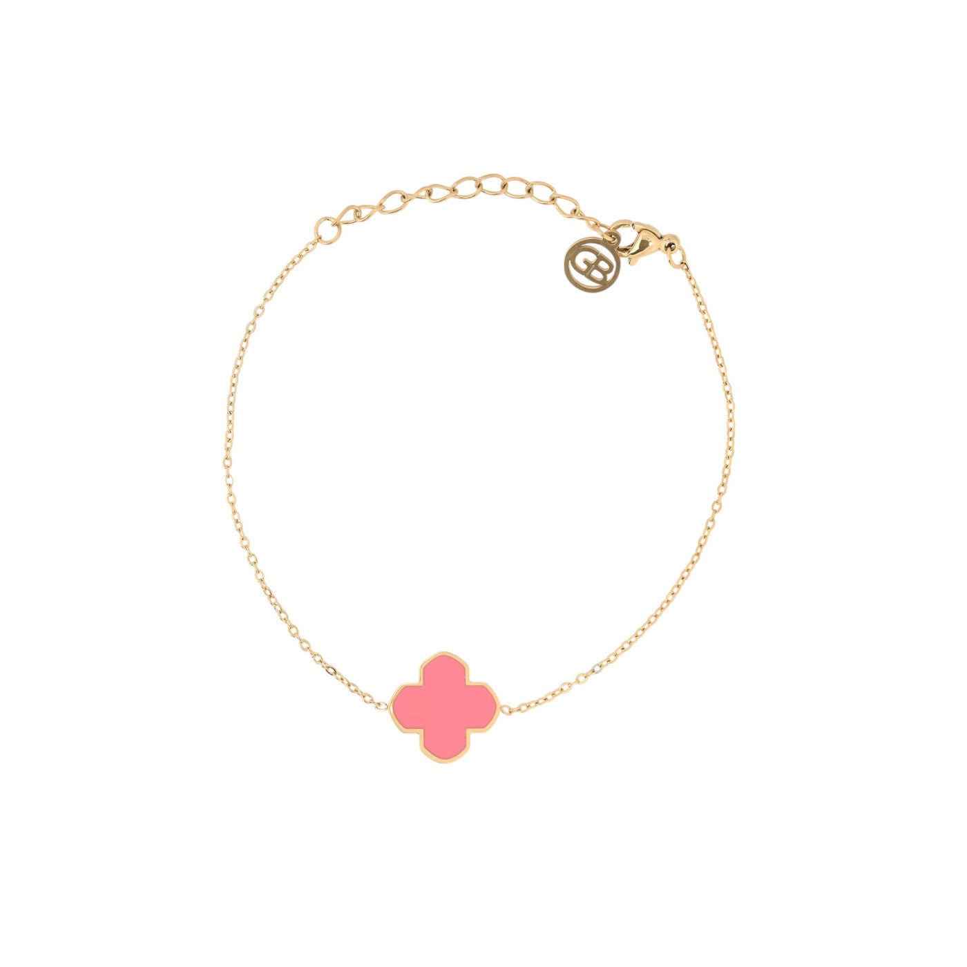 Bracciale in acciaio trifoglio rosa