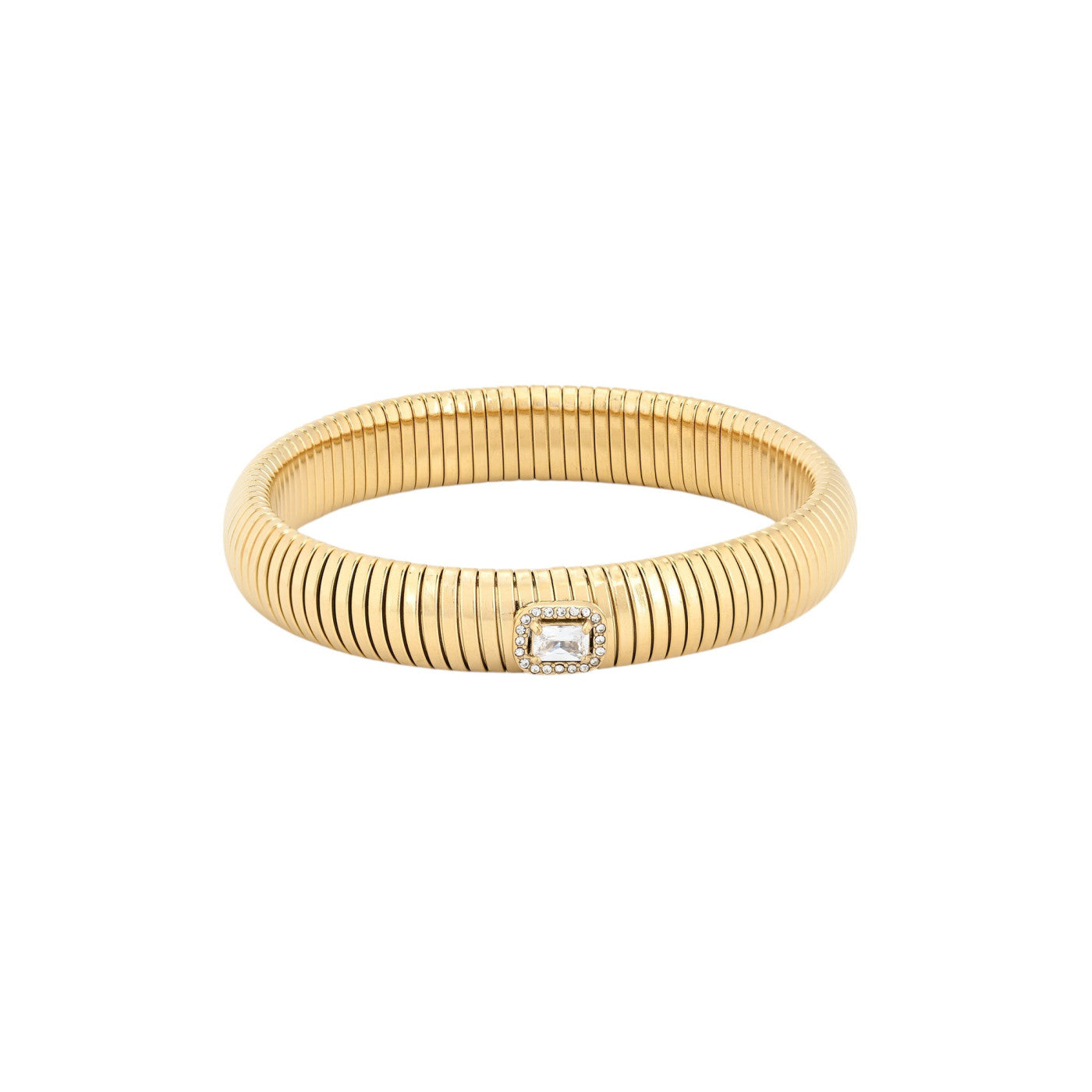 Bracciale in acciaio tubo con pietra rettangolare