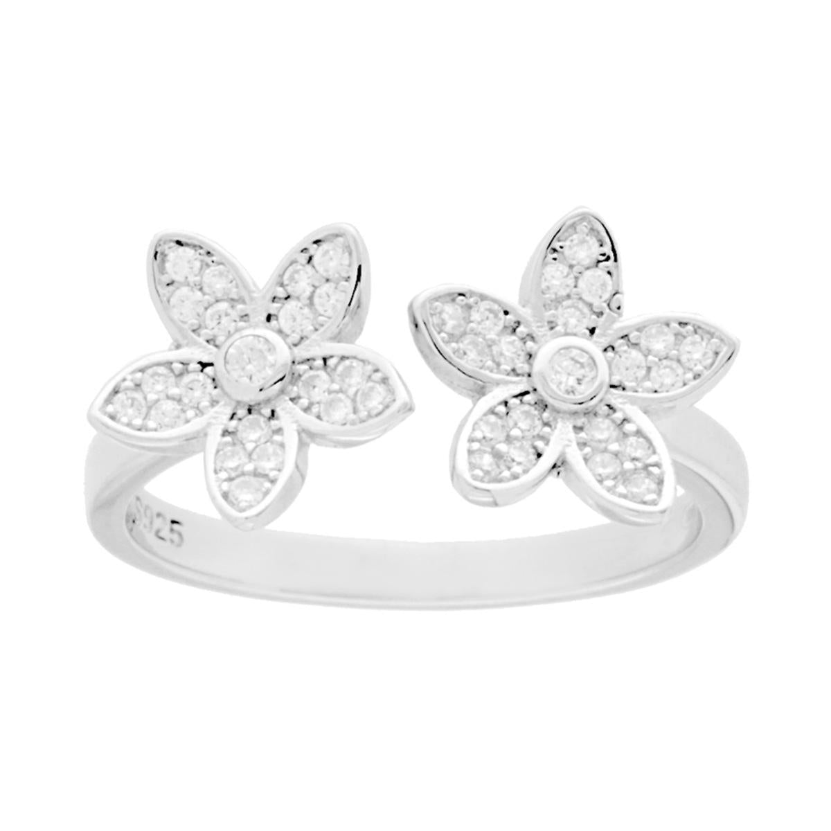Anello Contrarie Fiore con Cubic Zirconia - Argento 925
