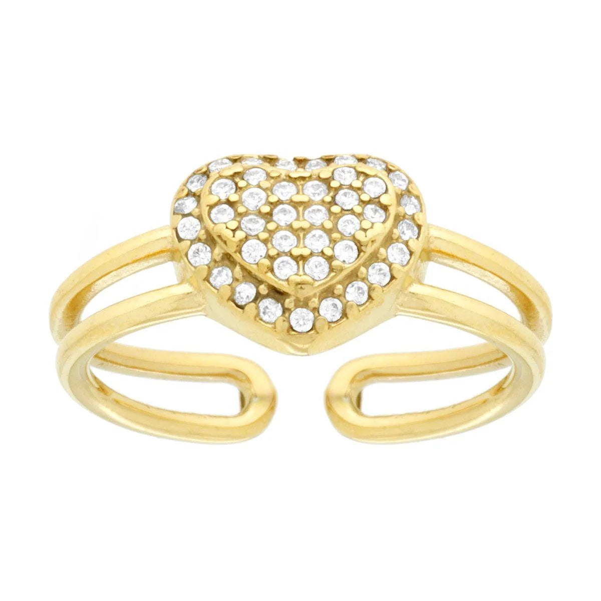 Anello con Cuore e Crystal Bianchi - Acciaio inossidabile