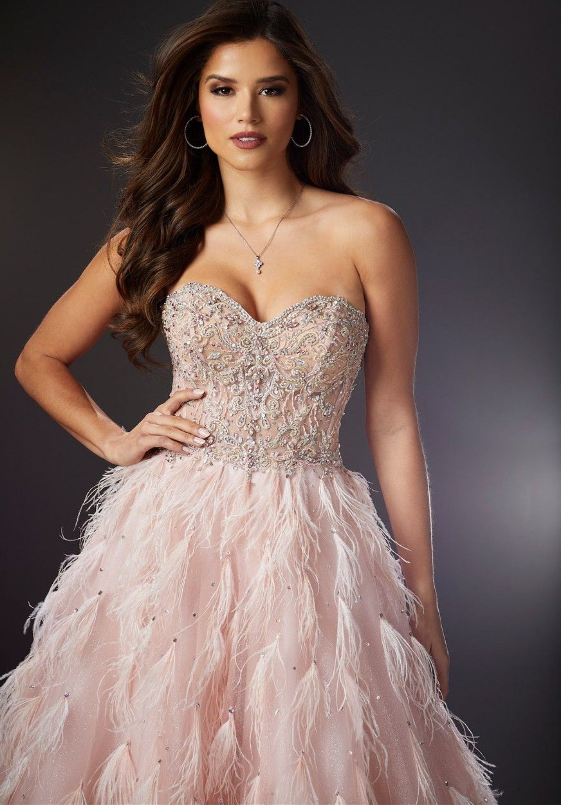 Chiffon Corset Prom Dress with Detachable Sleeves