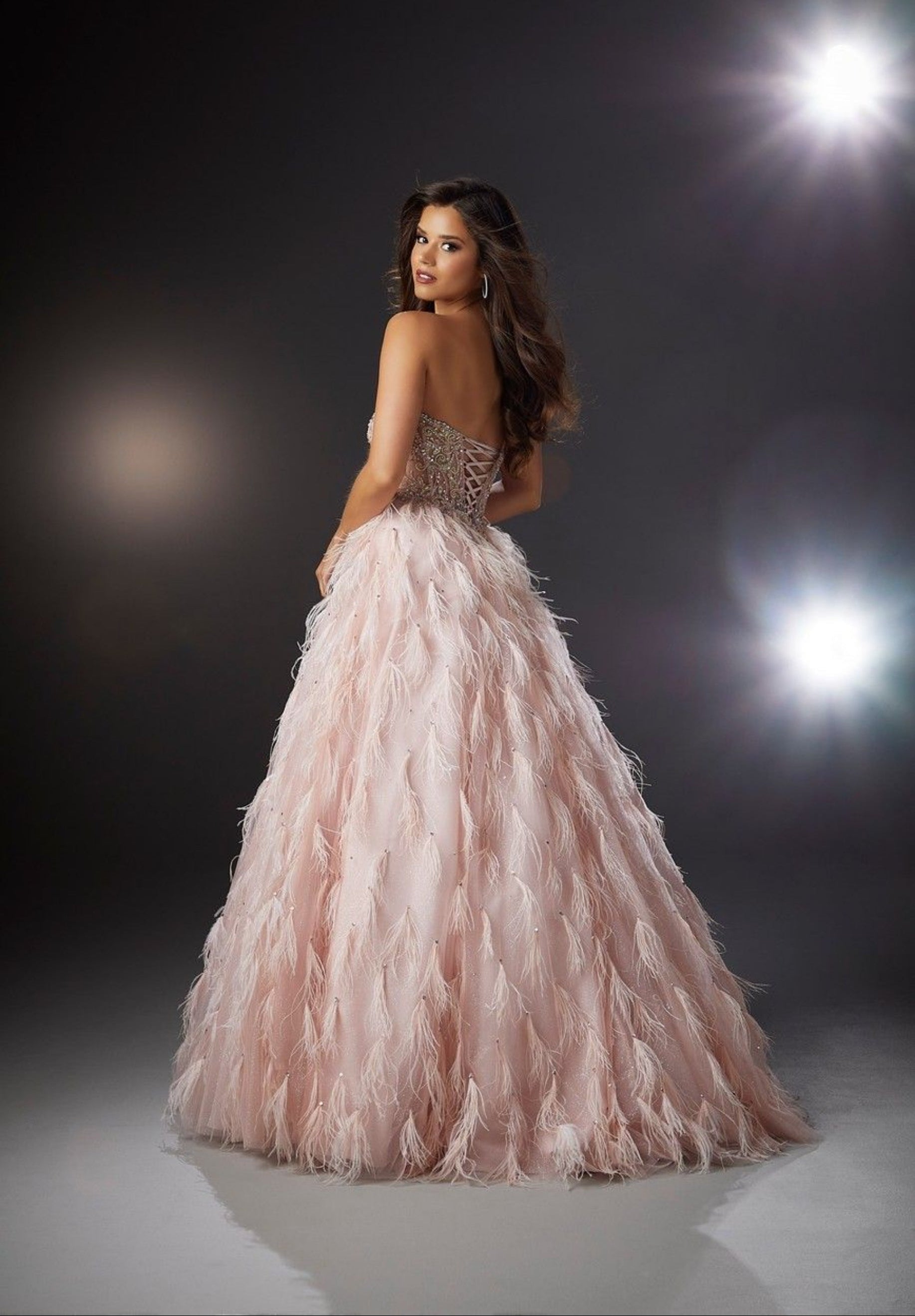 Chiffon Corset Prom Dress with Detachable Sleeves