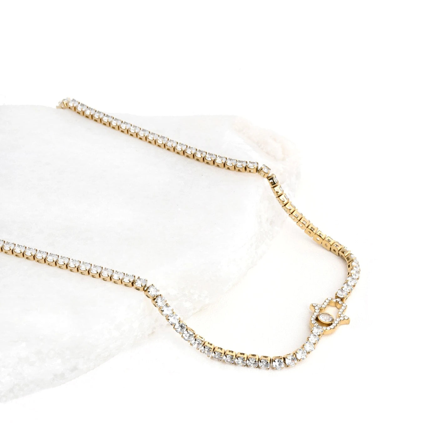 Collana rivière in acciaio e zirconi