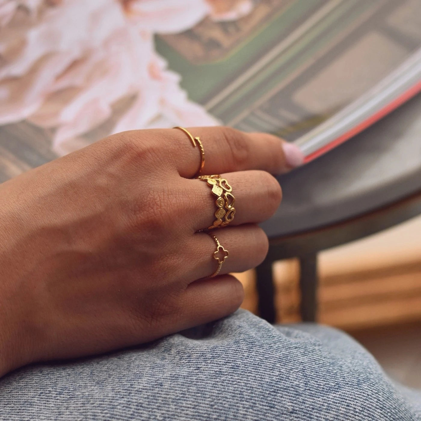 Anello regolabile acciaio cuori