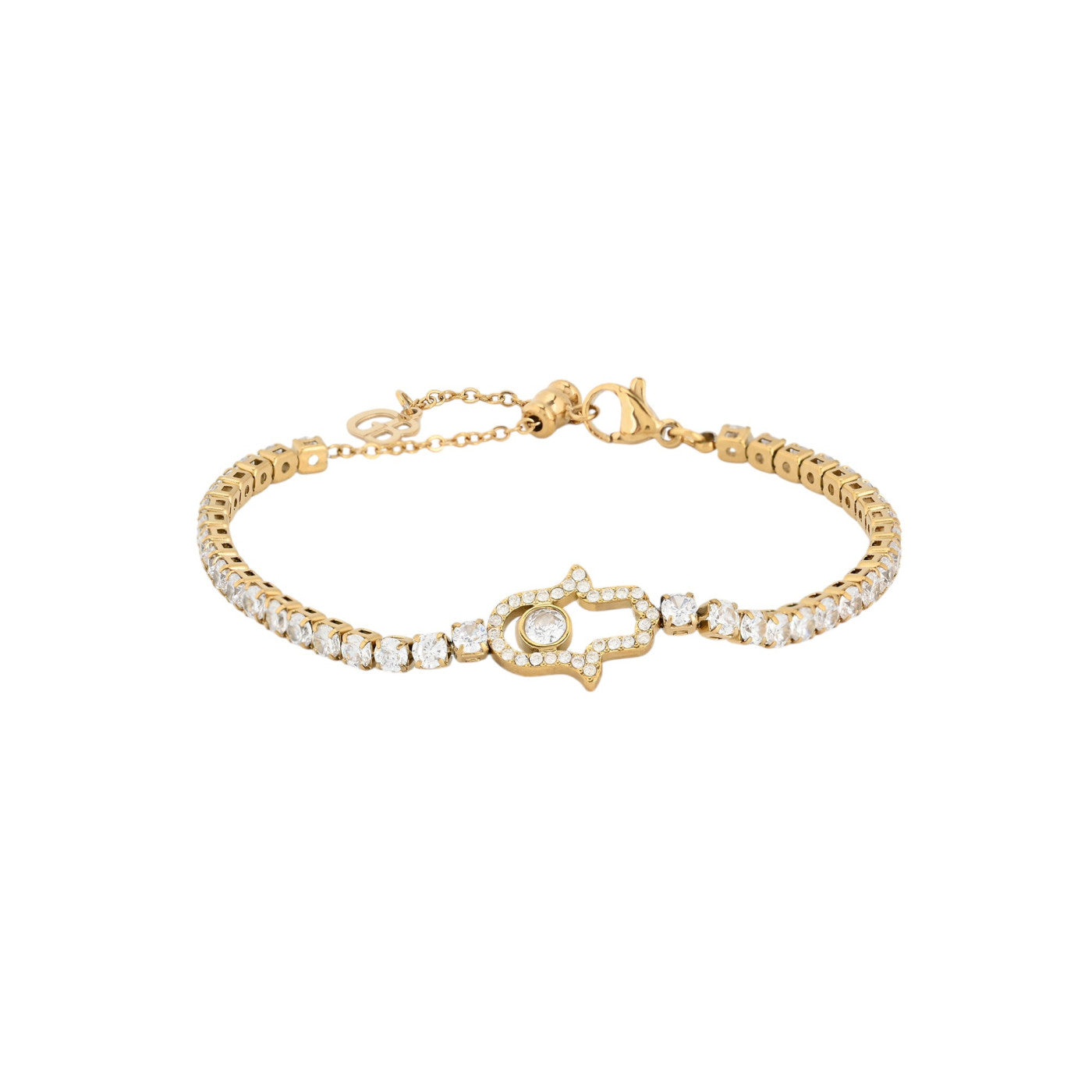 Bracciale rivière in acciaio mano e zirconi