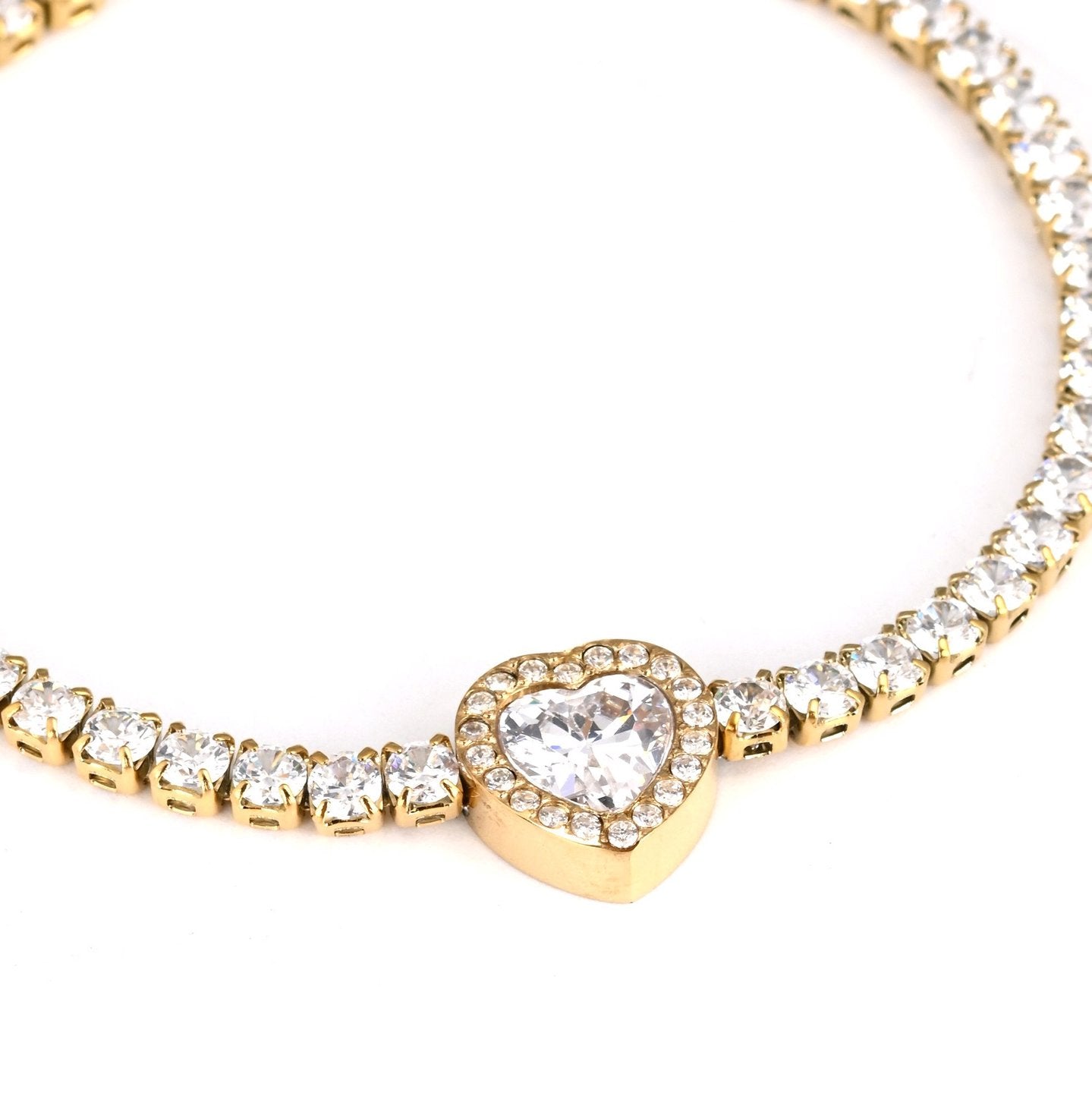 Bracciale in acciaio rivière cuore