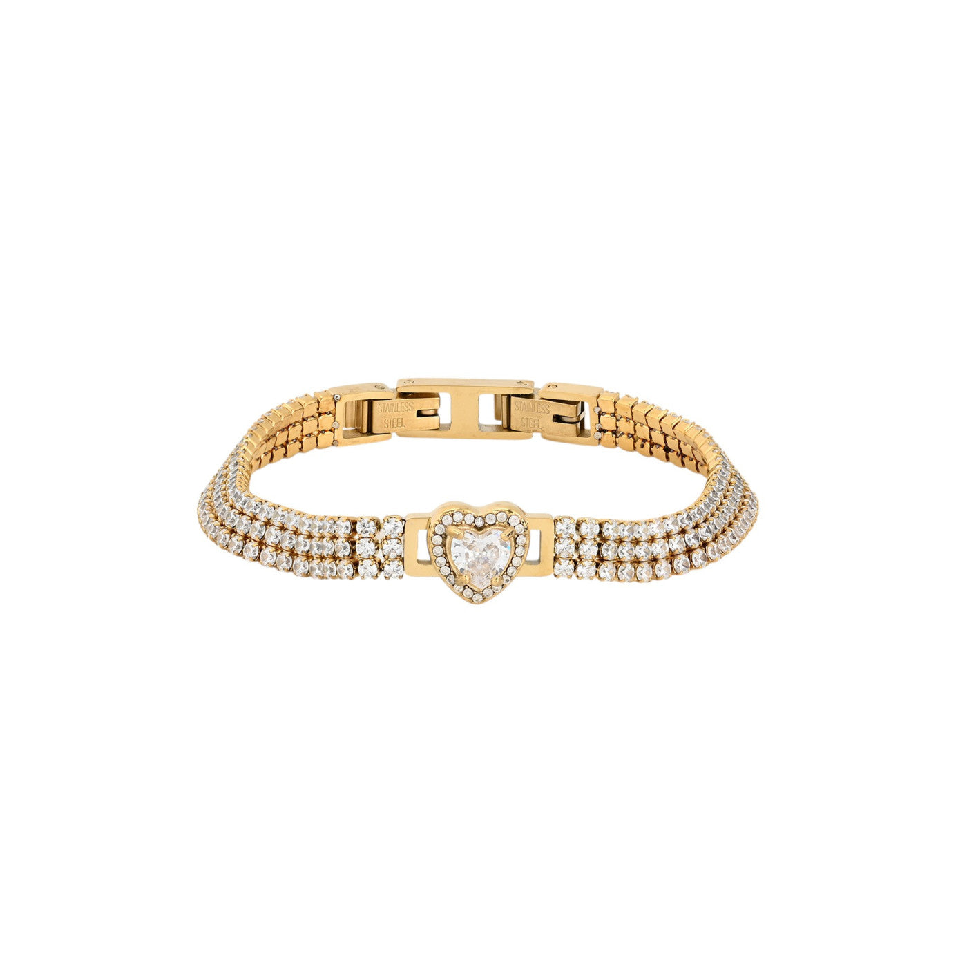 Bracciale in maglia con zirconi e cuore