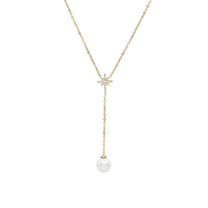 Collana di Perle con zirconi - Acciaio Inossidabile