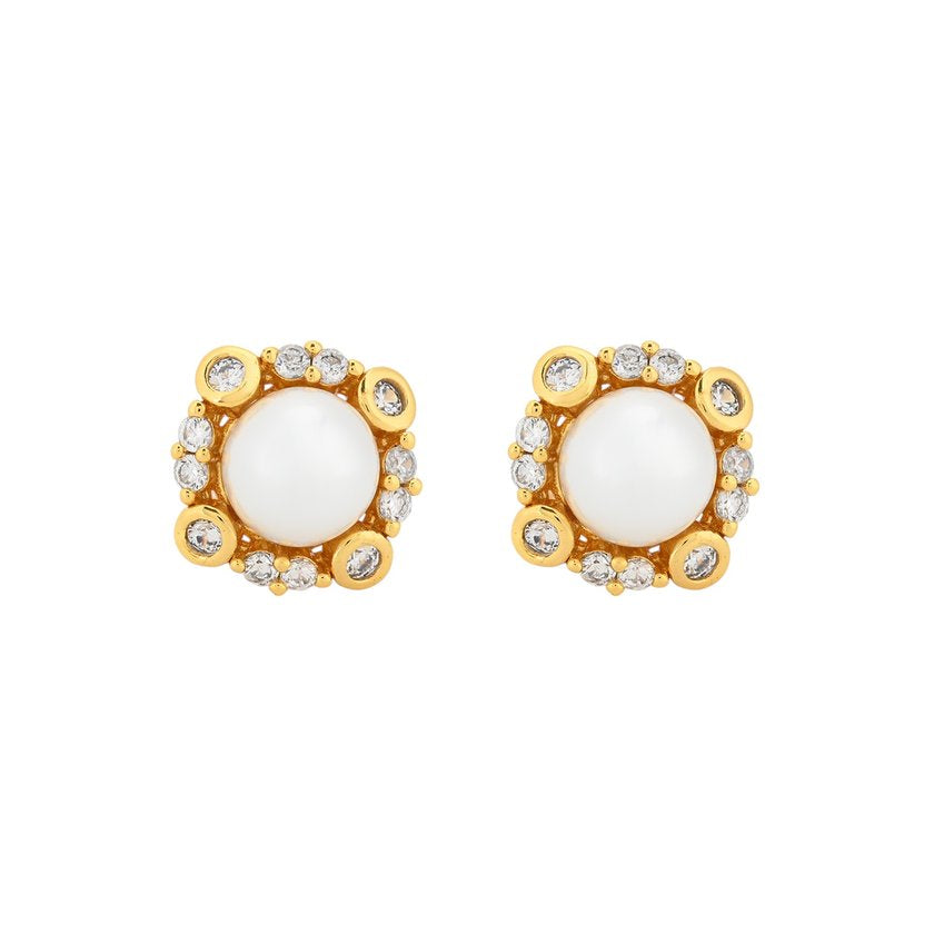 Orecchini BeLove con zirconi e perla -Placcatura in oro