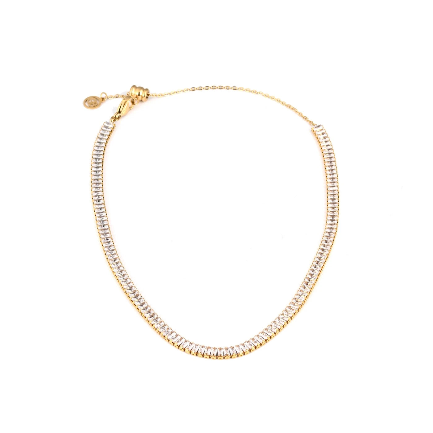 Collana in acciaio rivière con zirconi rettangolari
