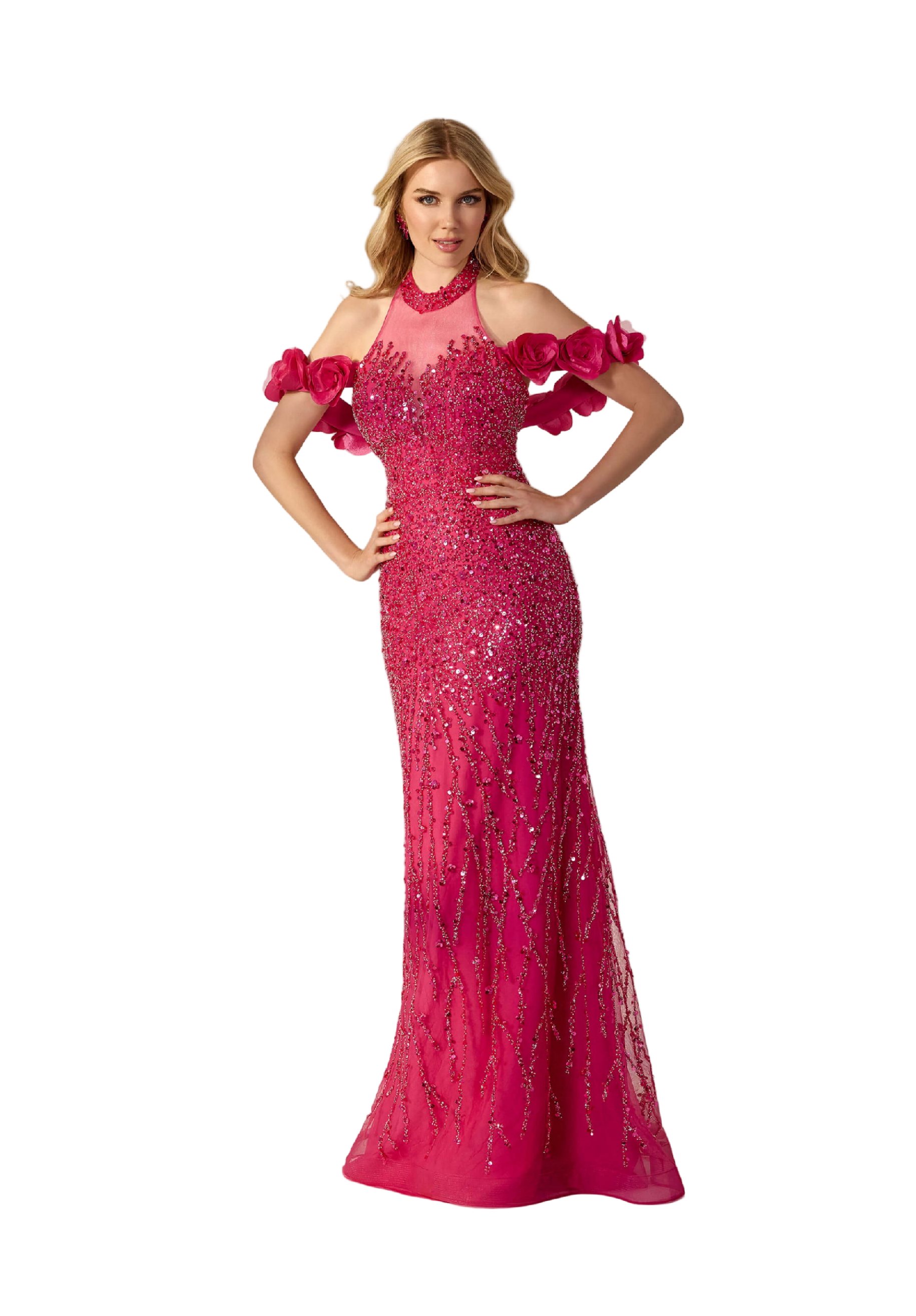 Chiffon Corset Prom Dress with Detachable Sleeves