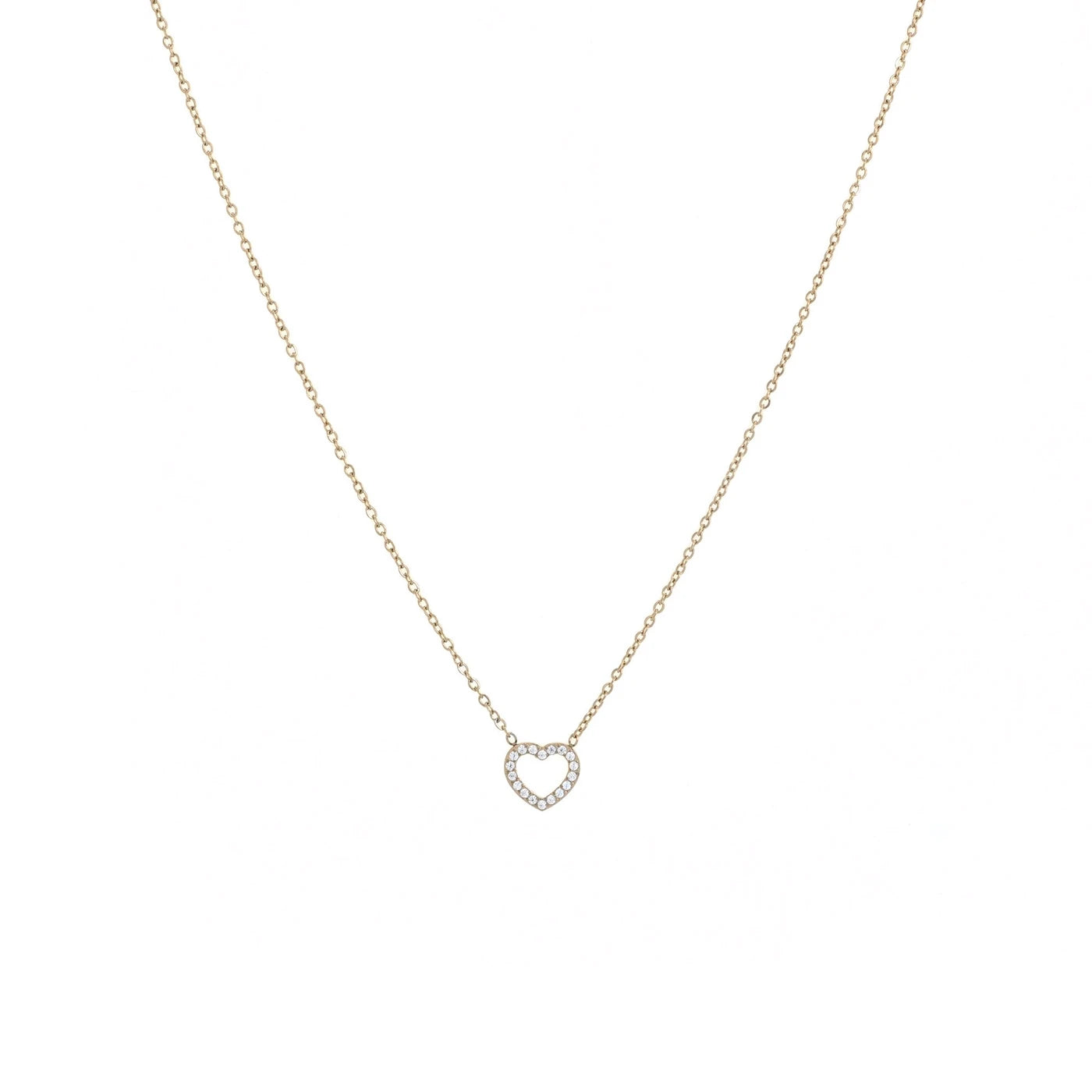 Collana in acciaio con cuore e zirconi