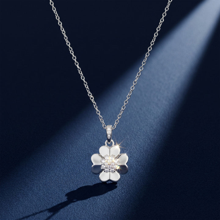 Collana Luxury trifoglio con zirconi - s925