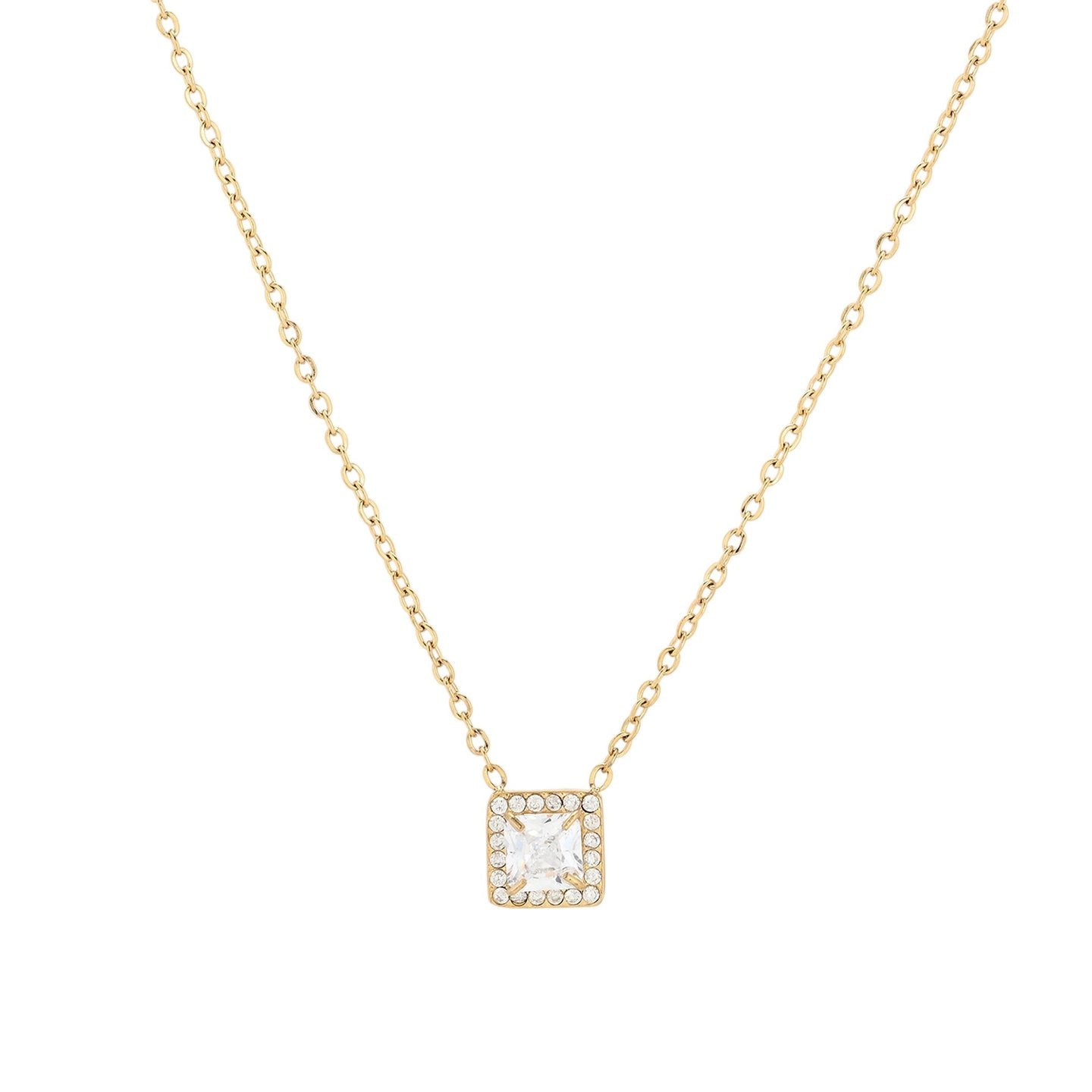 Collana in acciaio pietra quadrata