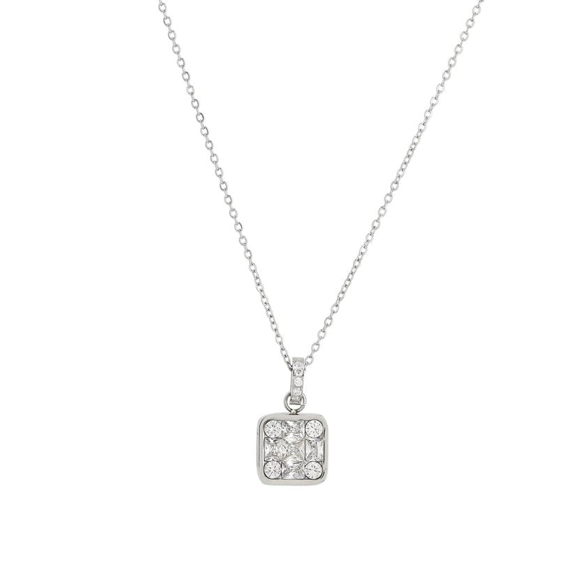 Collana AMÀR quadrato geometrico -  acciaio inossidabile