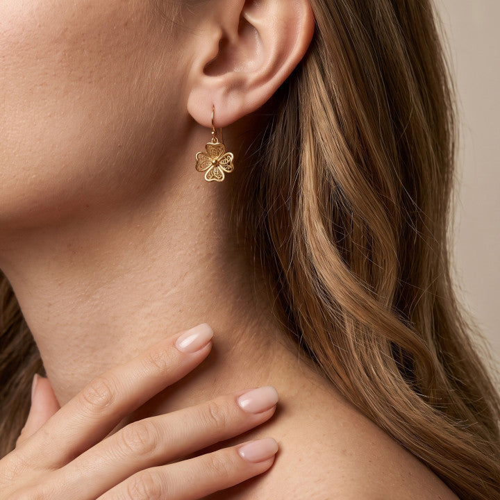 Orecchini Encantos Trifoglio Mini -Placcatura in oro